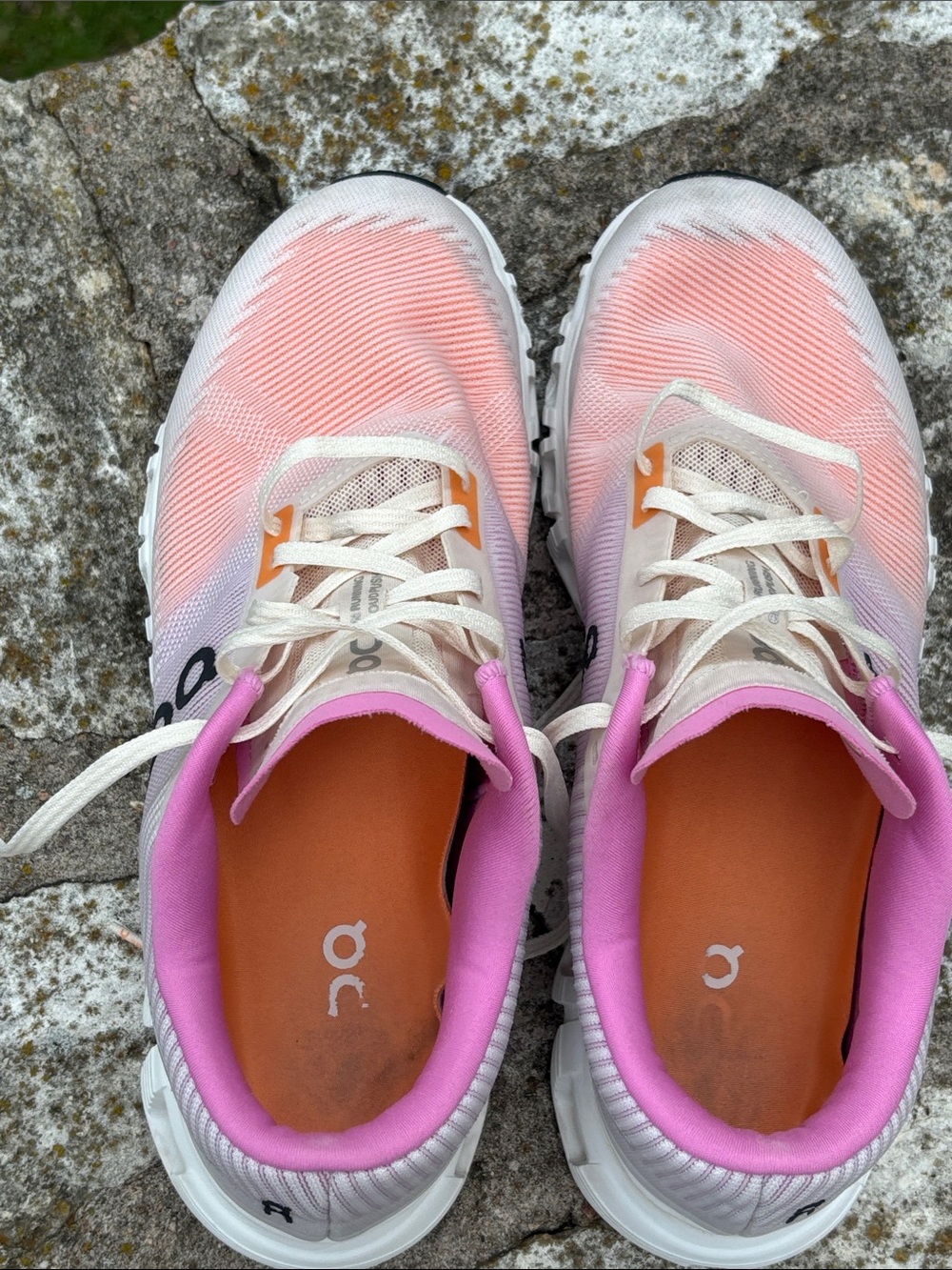Women's On Running Cloud 6 Push Pink/Orange Cloud OC Sneakers - Picture 8 of 9